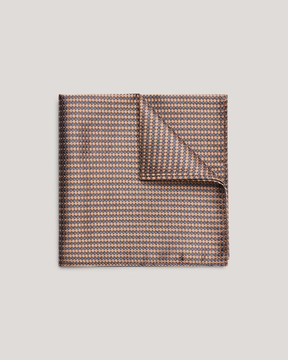 Tan/Grey Textured Silk Pocket Square 